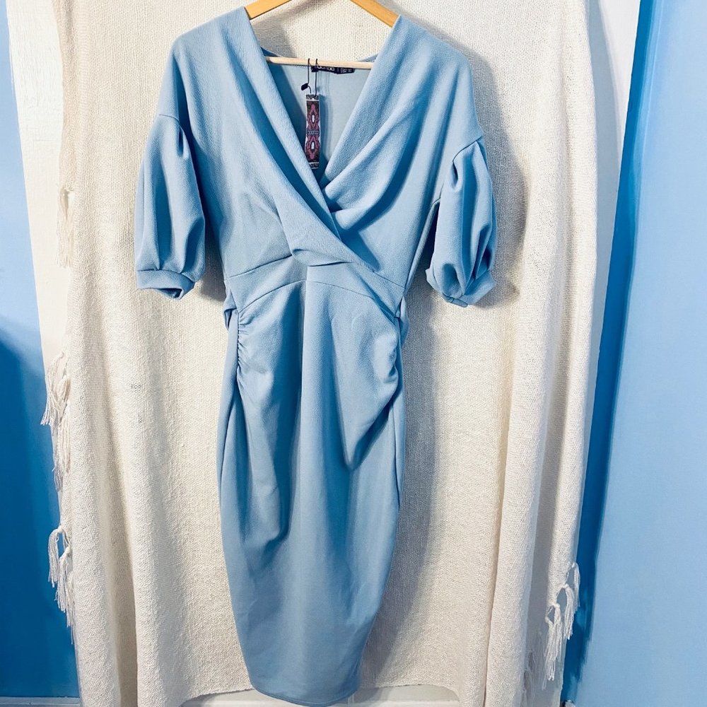 Off The shoulder wrap midi Maternity dress